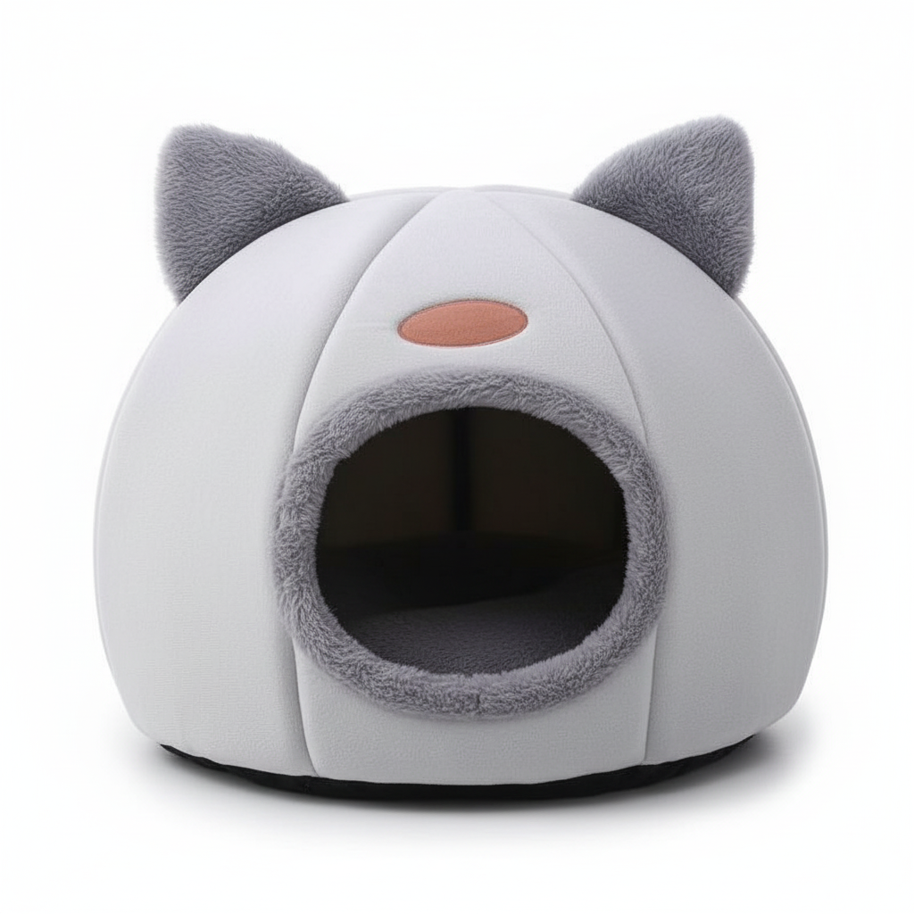 Cozy Cat Nest | Thickened Sponge Pet Bed with Semi-Enclosed Design | All-Season Comfort for Cats