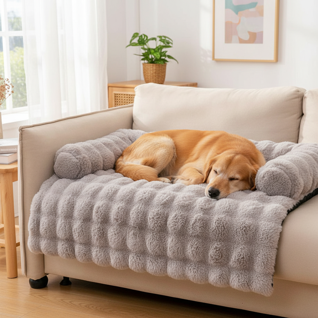 Cozy Pet Sofa | Plush Dog Bed with Non-Slip Bottom | Removable Cover for Easy Cleaning