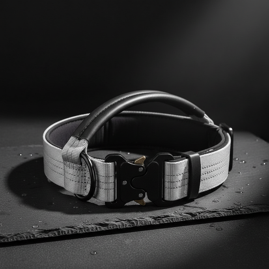 Tactical Pet Collar | Anti-Pull Dog Neck Strap with Control Handle | Durable Nylon and Leather for Safety