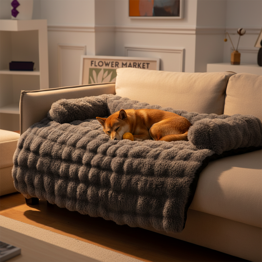 Cozy Pet Sofa | Plush Dog Bed with Non-Slip Bottom | Removable Cover for Easy Cleaning