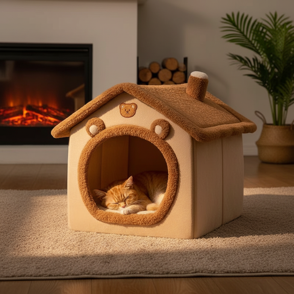 Cozy Pet Haven | Semi-Enclosed Cat Kennel with Removable Design | Comfortable Shelter for All Seasons