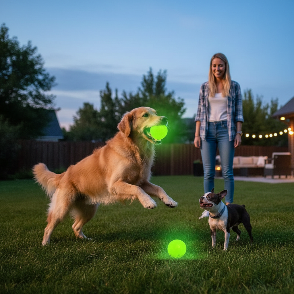 Glow Pet Toys | Interactive Squeaky Ball with Elastic Material for Safe Play