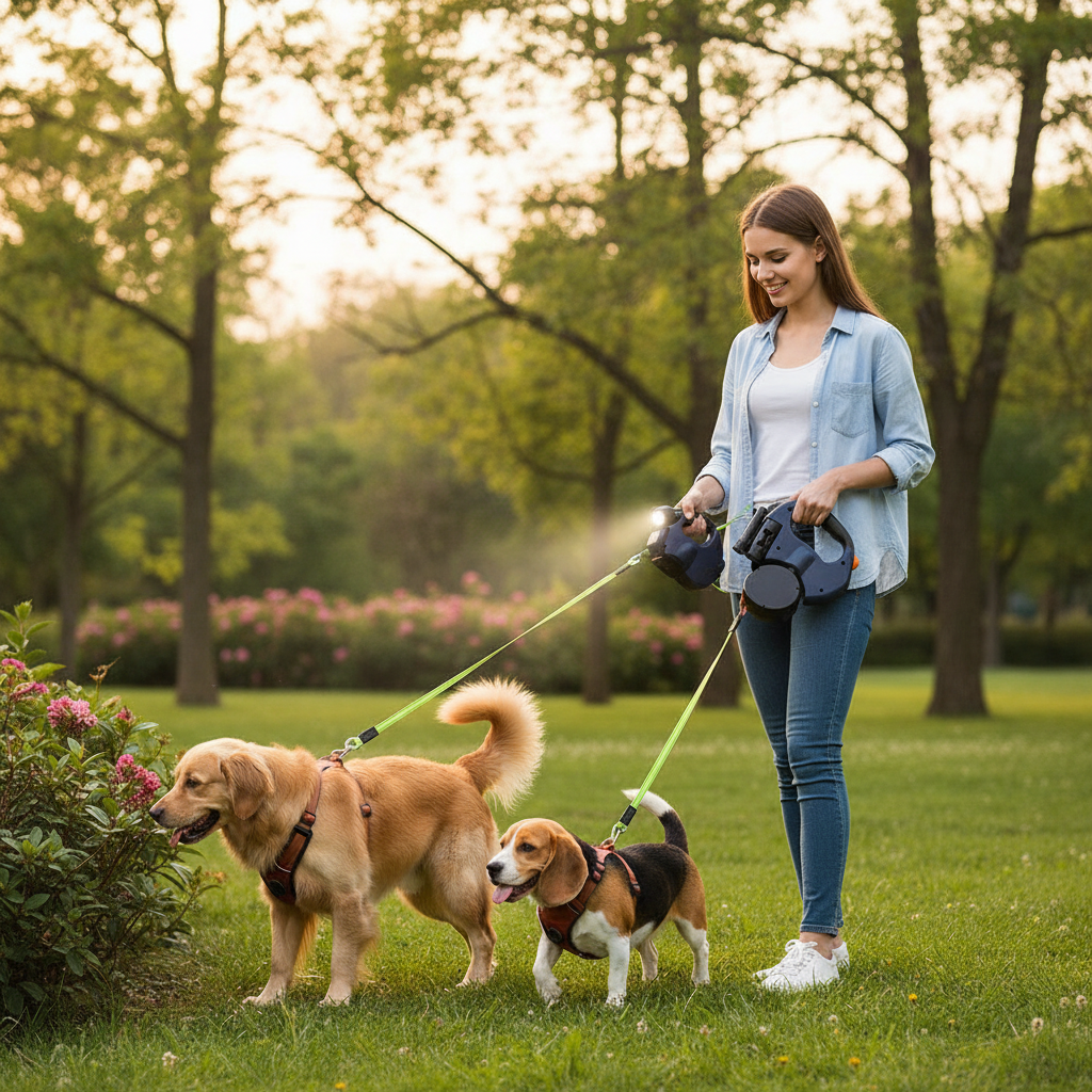 Pet Companion | Automatic Adjustable Multi-Functional Leash with Dual-Dog Design | Safe and Durable for Easy Walks