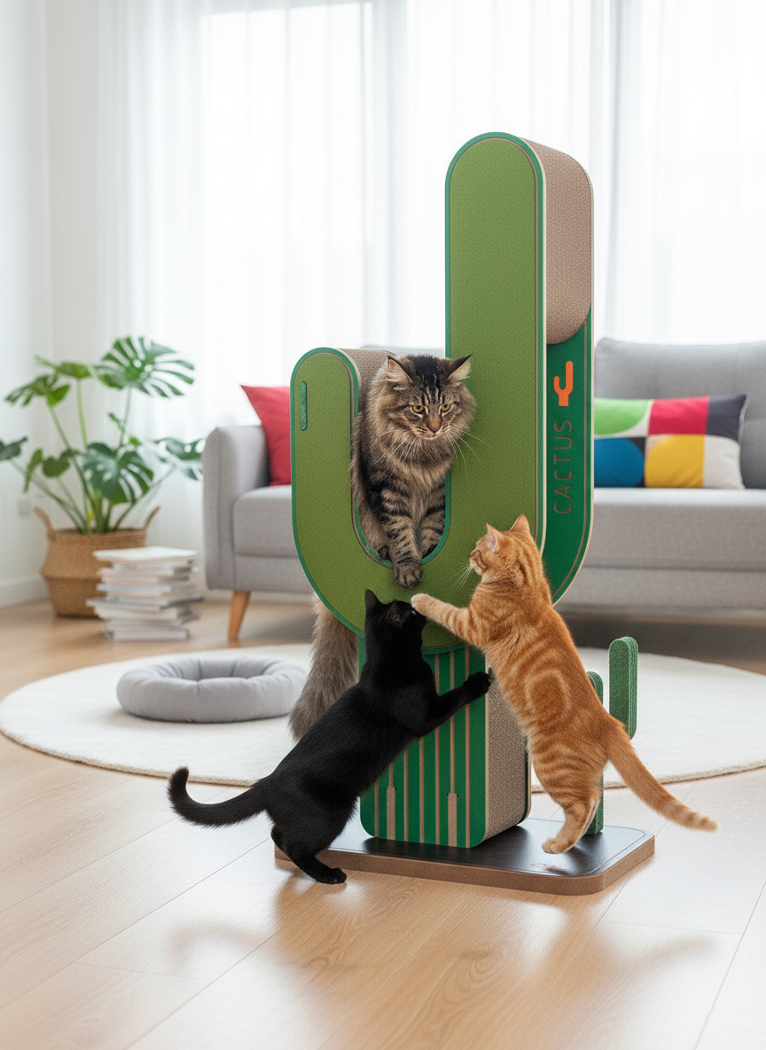 Cactus Cat Collection | Cat Tree for Large Cats with Scratch-Resistant Design | Sturdy Climbing Frame for Active Play and Relaxation