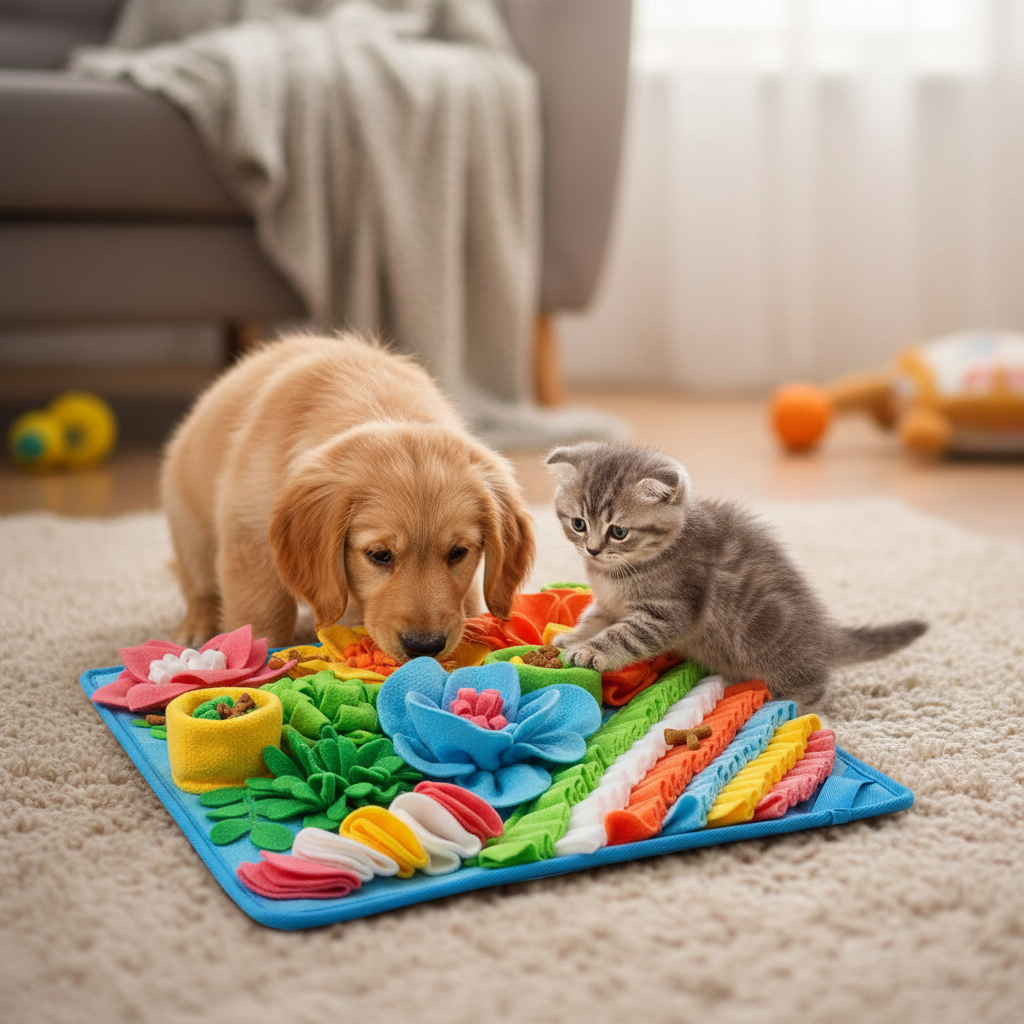 Interactive Pet Sniffing Mat | Slow Feed Puzzle Design for Mental Stimulation
