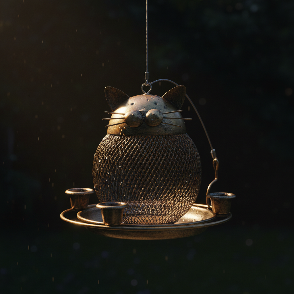 Garden Decor | Hanging Bird Feeder with Totoro Design & Durable Metal Construction | Multi-Functional for Birds and Hummingbirds