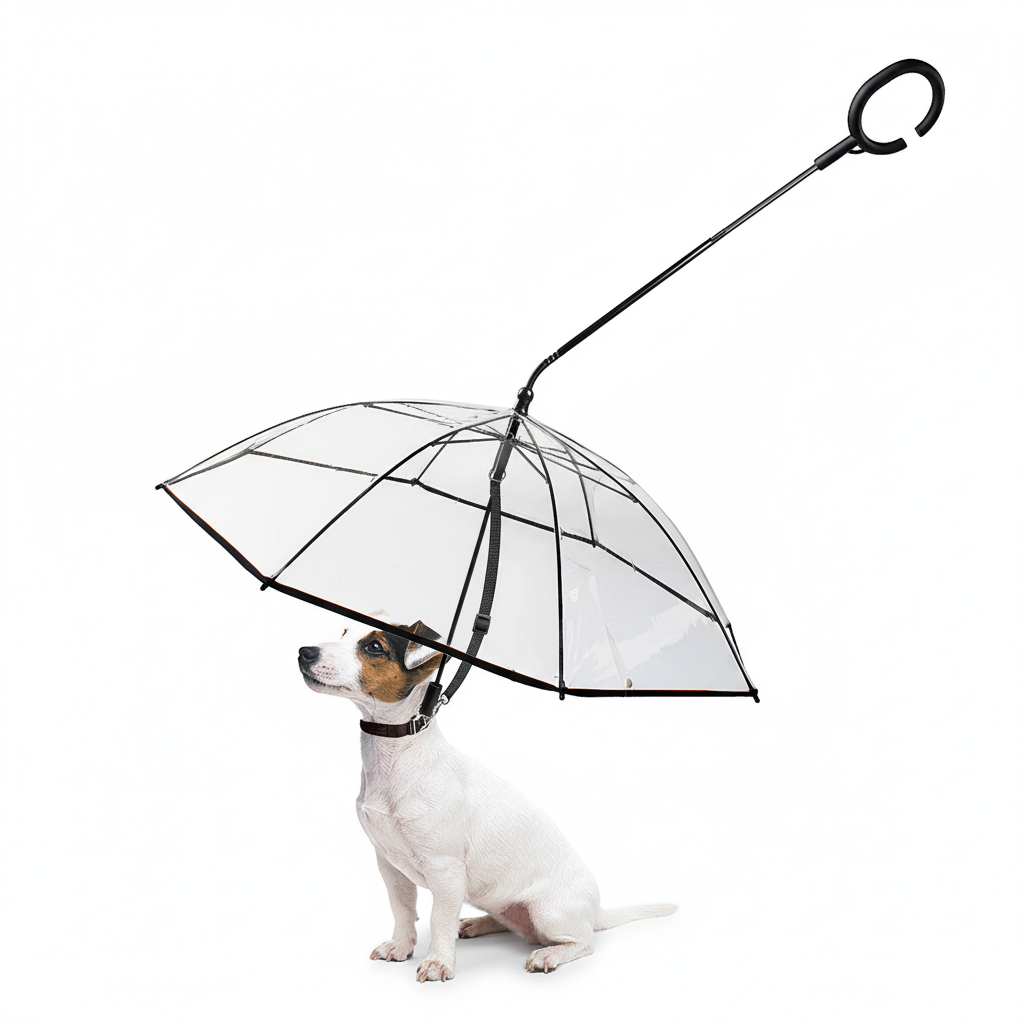 Pet Umbrella Leash | Transparent Design with Adjustable Handle | Versatile Rain Protection for Small to Medium Dogs