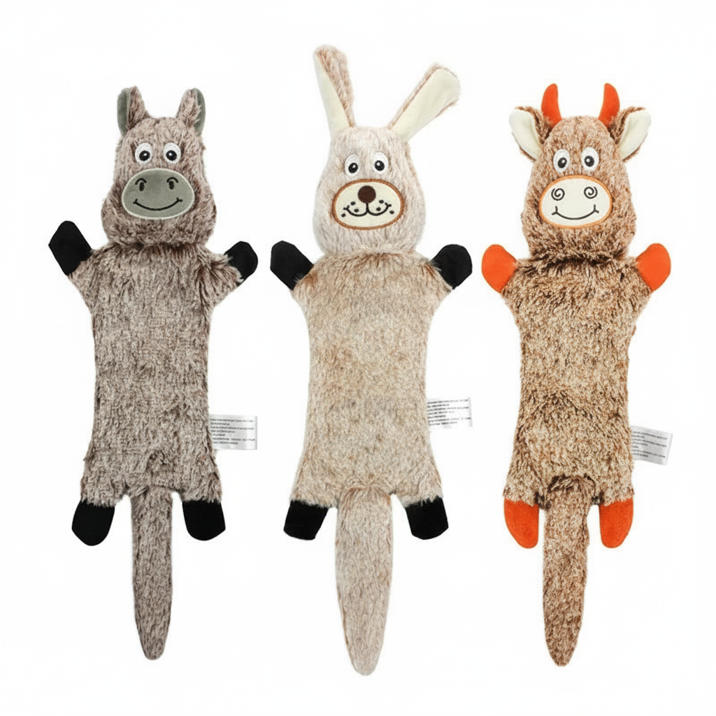 Interactive Plush Pet Toy with Squeaker for Dental Health and Play