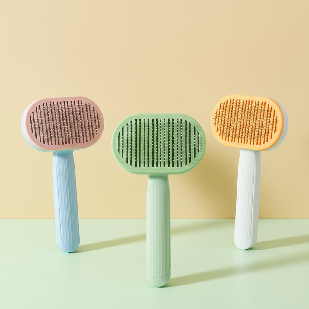 GroomPro | Self-Cleaning Pet Hairbrush with Stainless Steel Needles | Efficient Grooming Tool for Cats and Dogs