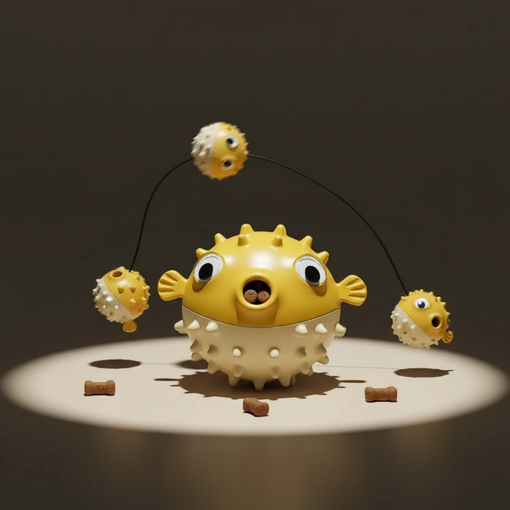 Interactive Dog Chew Toy with Treat Dispenser & Squeaky Features for Dental Health