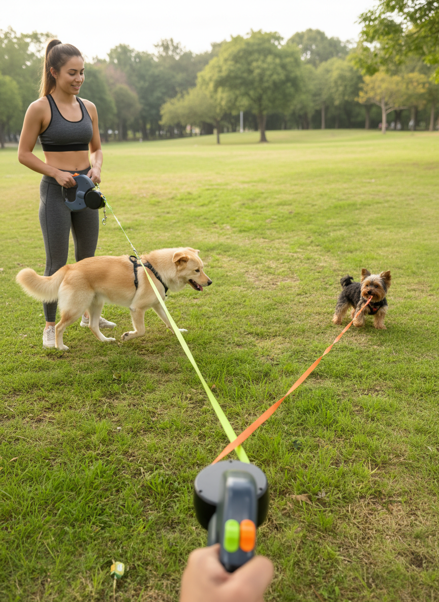 Dual Dog Leash | Retractable Double-Ended Leash with Tangle-Free Design | Adjustable Length for Easy Walking