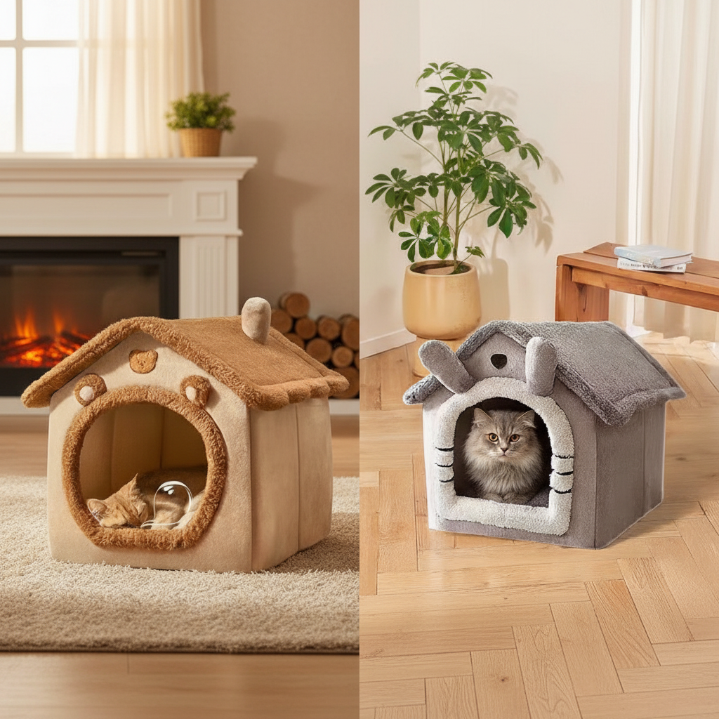 Cozy Pet Haven | Semi-Enclosed Cat Kennel with Removable Design | Comfortable Shelter for All Seasons