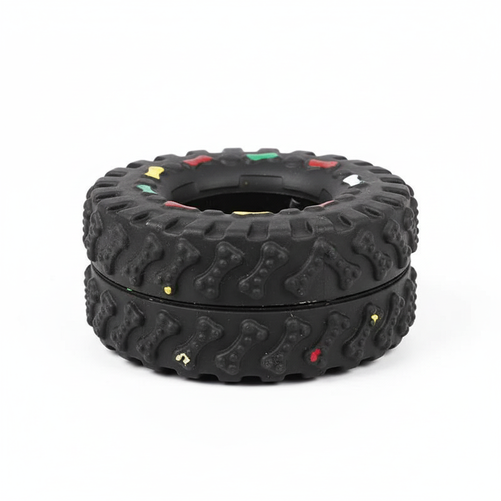 Engaging Pet Toy | Vinyl Sound-Making Dog Toy with Squeaker | Interactive Tire Design for Dental Health