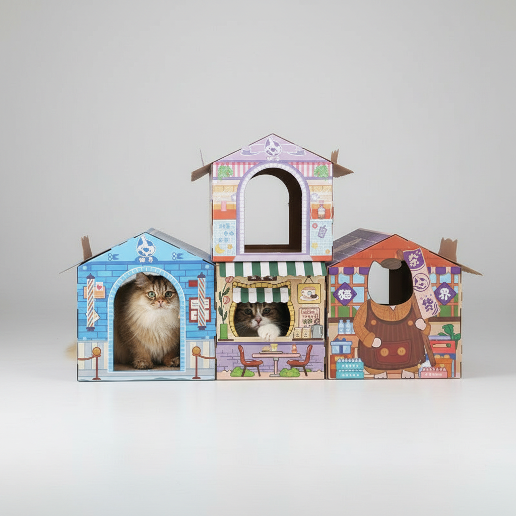 Feline Haven | Cat Scratch House with Multi-Functional Design | Durable Corrugated Paper for Play and Rest
