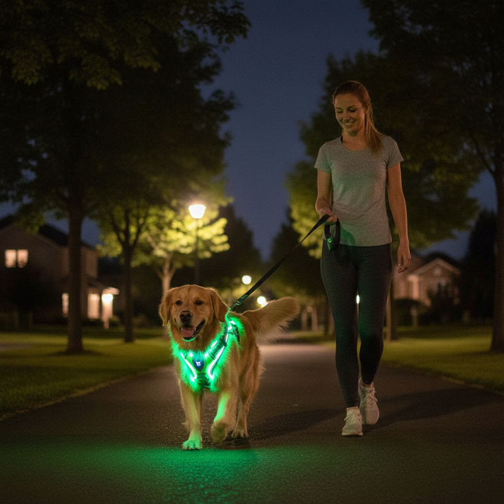 IllumiPet | LED Dog Harness with Rechargeable Type-C Charging | Adjustable Sizes for Nighttime Safety