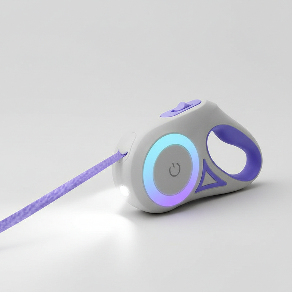 Automatic Retractable Dog Leash with LED Lights | Ergonomic Design for Nighttime Safety