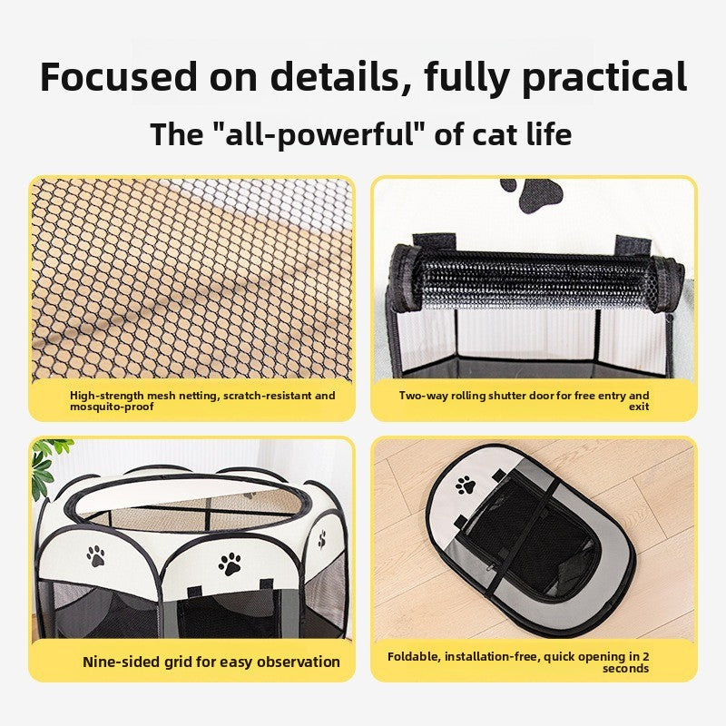 Pet octagonal cage enclosure cat bed