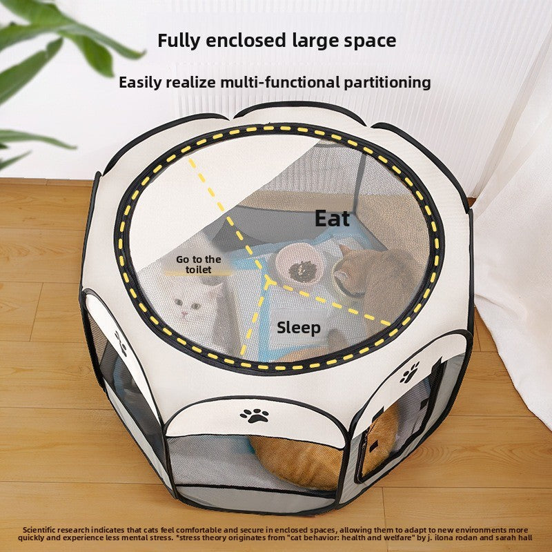 Pet octagonal cage enclosure cat bed