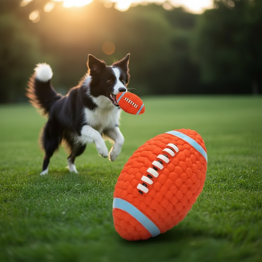 Paw Play | Durable Dog Chew Toy with Interactive Squeaker | Engaging Rubber Toy for Active Play