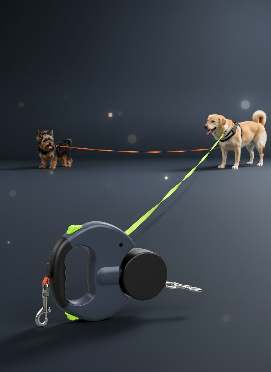 Dual Dog Leash | Retractable Double-Ended Leash with Tangle-Free Design | Adjustable Length for Easy Walking