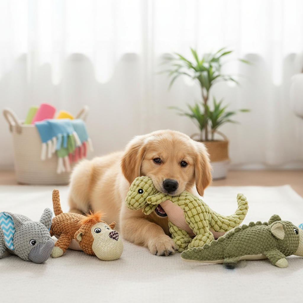 Pet Plush Toy | Squeaky Dog and Cat Toy with Chew-Resistant Design | Engaging Fun for Pets