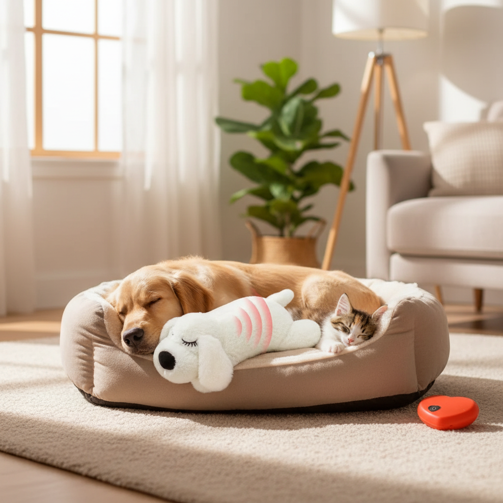 Comfort Paws | Plush Heartbeat Pet Toy with Realistic Sound | Calming Companion for Cats and Dogs