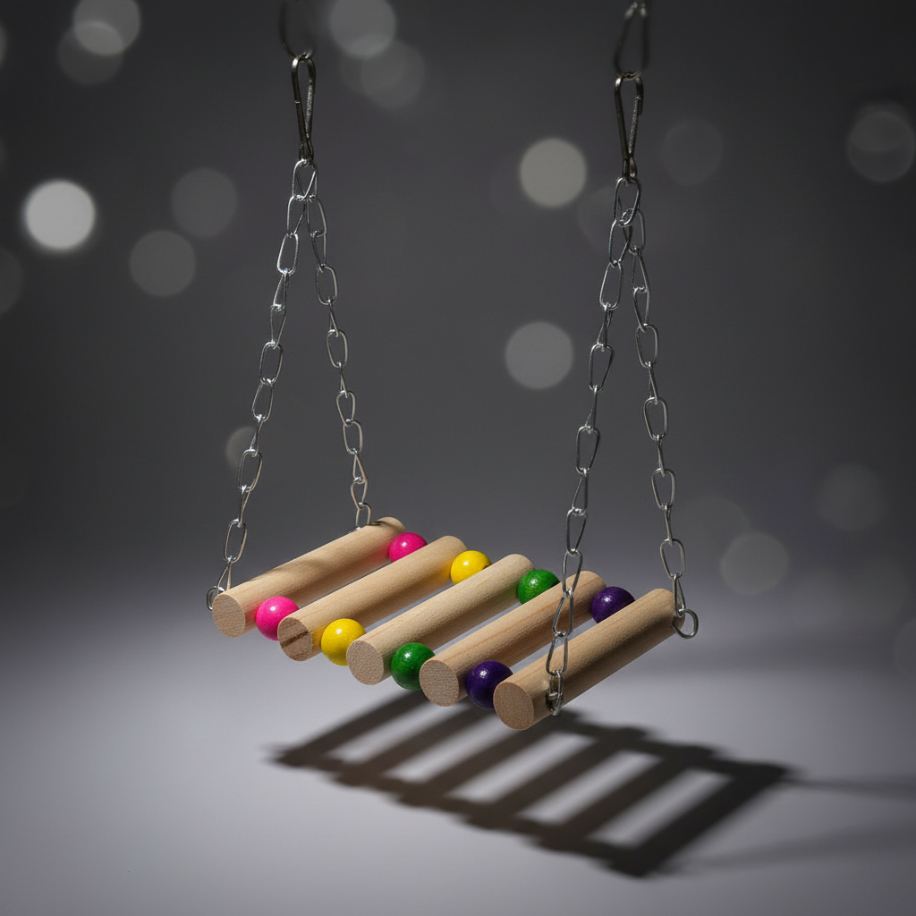 Colorful Bird Swing Toy with Natural Wood & Interactive Design for Playtime Fun