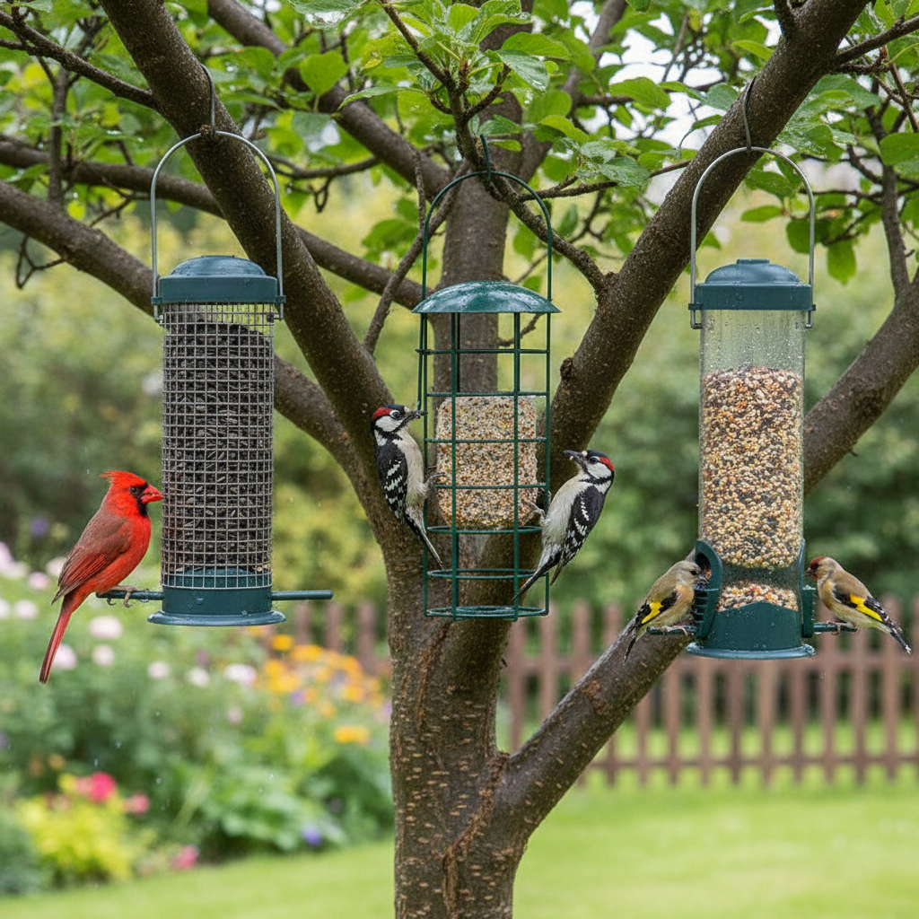 Outdoor Bird Feeder Set | Durable Metal Construction with Multi-Feeder Options | Weather Resistant for Easy Bird Access
